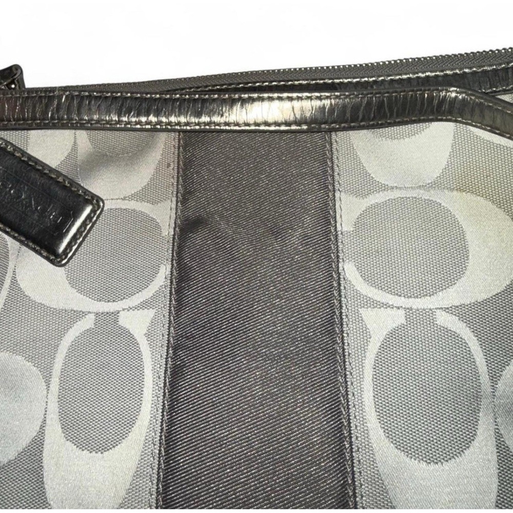 Coach 13278 Silver/Graphite Signature Crossbody/Shoulder Bag Stripe Jacquard - Picture 6 of 6